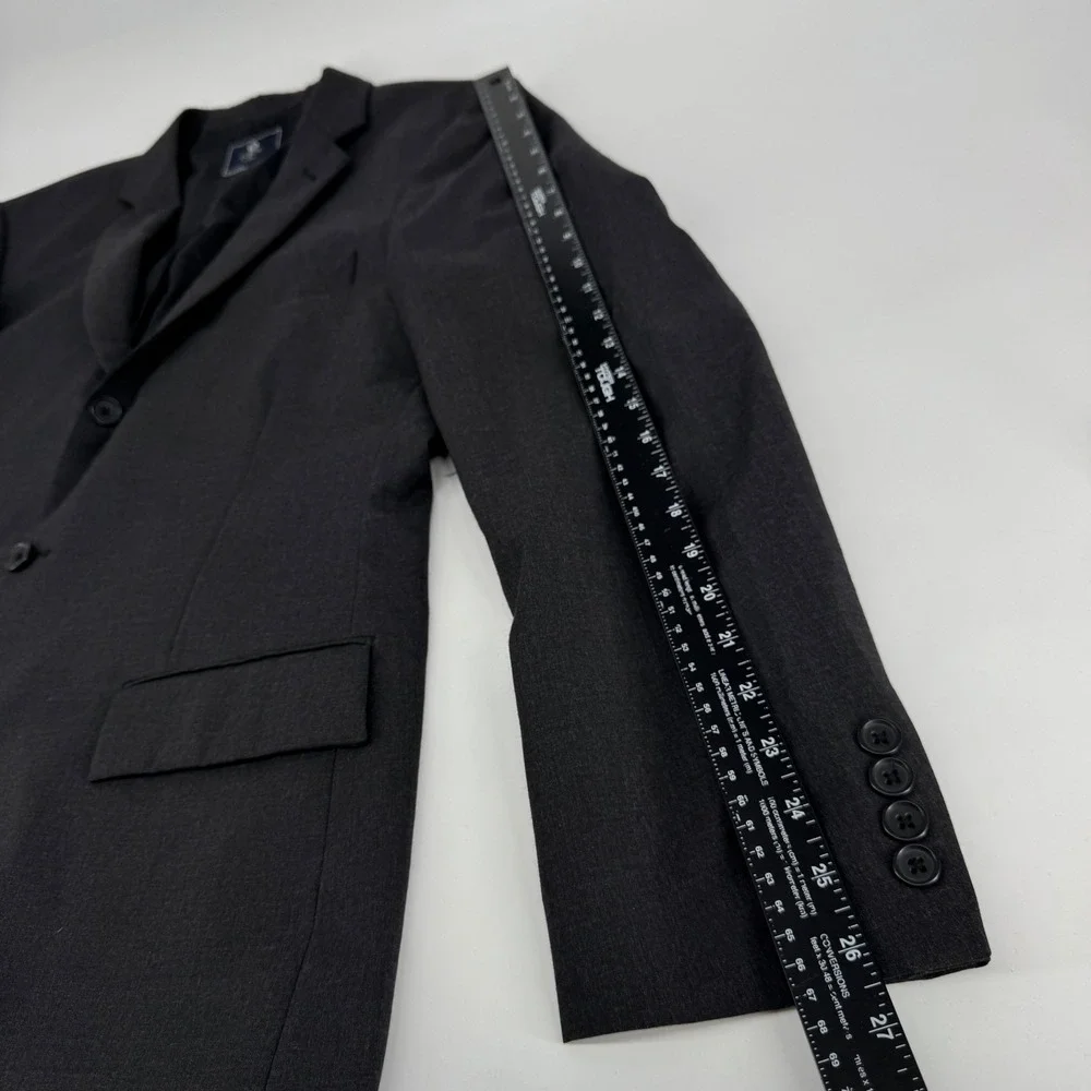 J.Crew Mens 2 Piece Suit Charcoal Gray 3 Button Blazer Trousers 42L